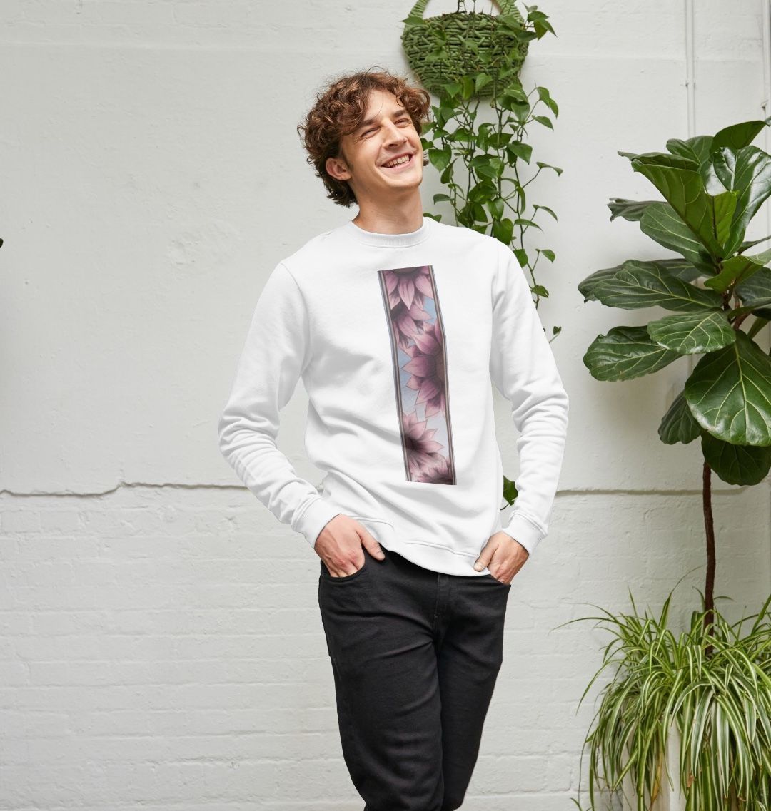 Unisex stripe of pink flowers sweatshirt.