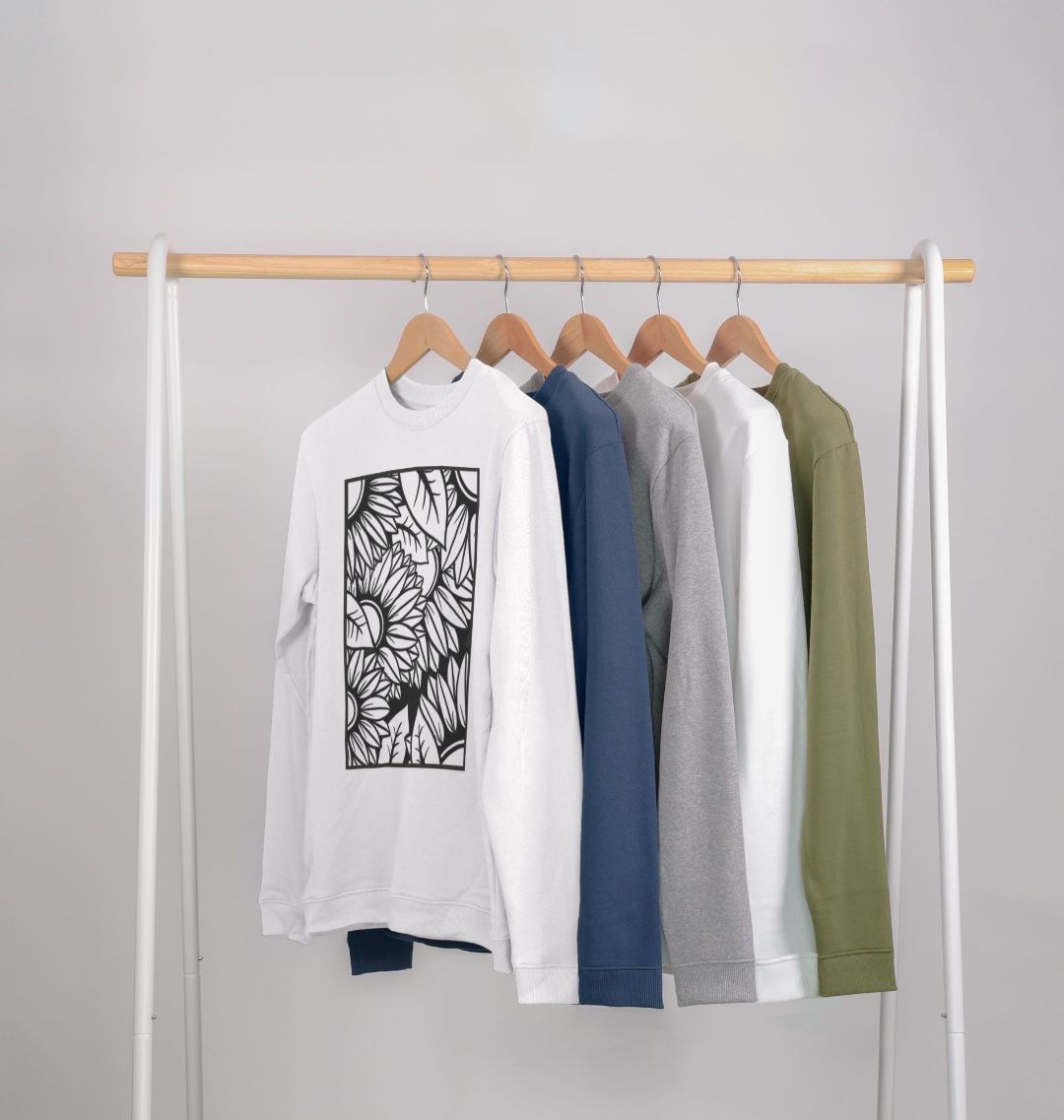 Mens sunflower outline crewneck sweatshirt.