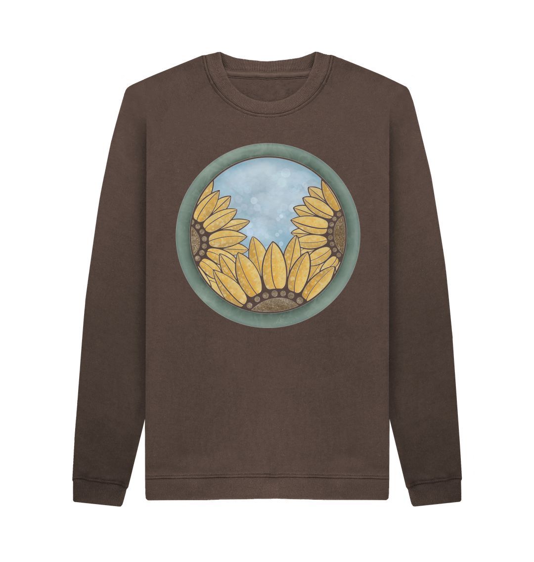 Chocolate Unisex triple sunflower sweatshirt.
