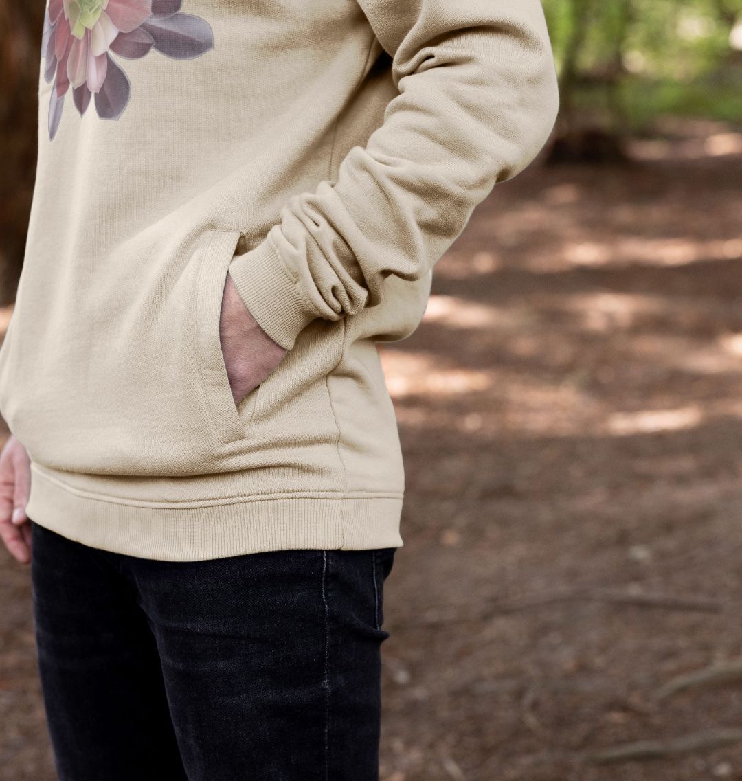 Unisex green to purple ombré succulent hoodie.