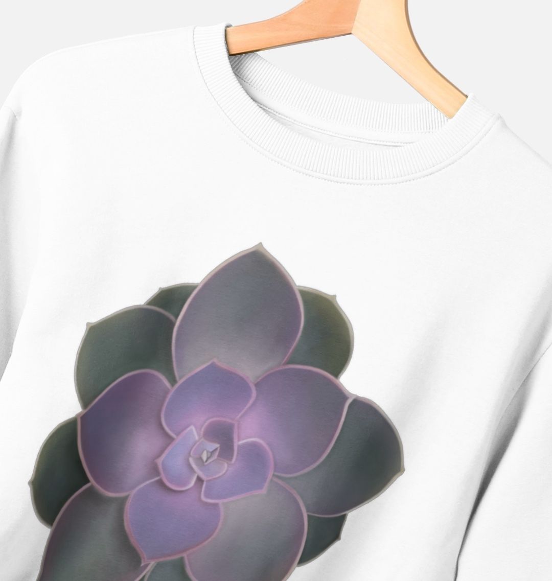 Purple to green ombré succulent unisex sweatshirt.