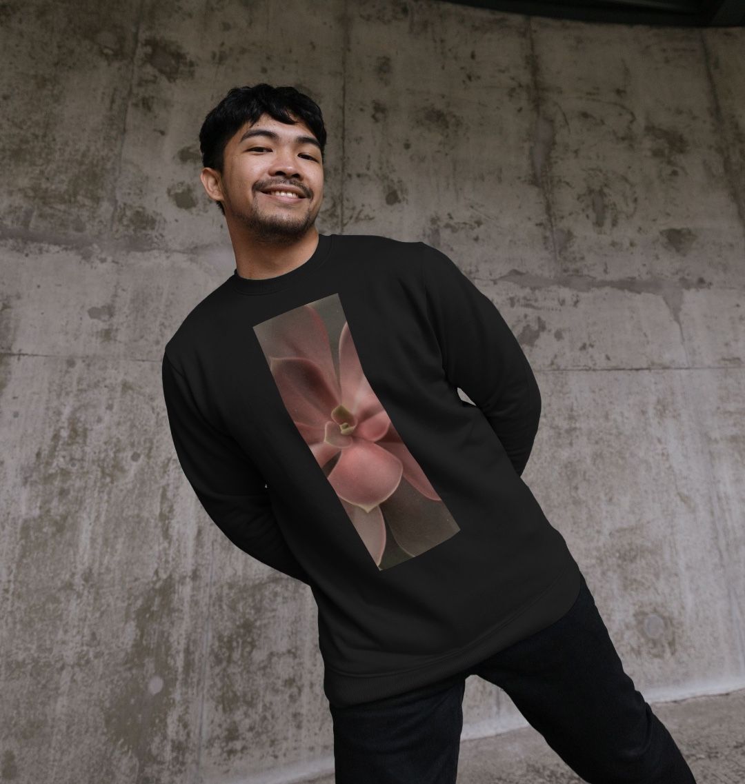 Men’s red to green succulent banner sweater.
