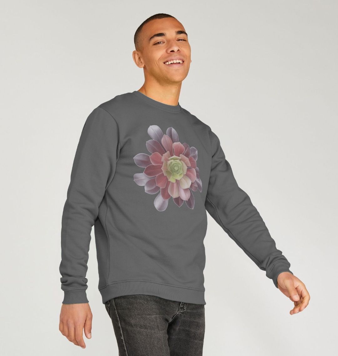 Men’s Green to purple ombré succulent sweatshirt.