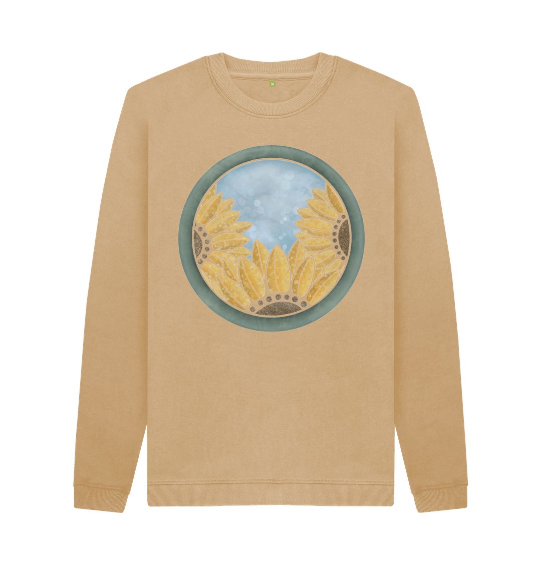 Sand Unisex triple sunflower sweatshirt.