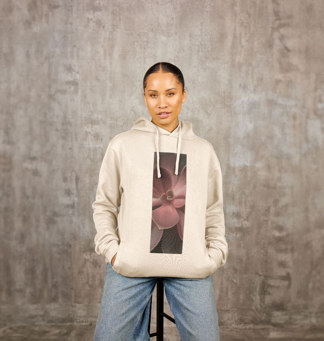 Unisex red to green ombré succulent banner hoodie.