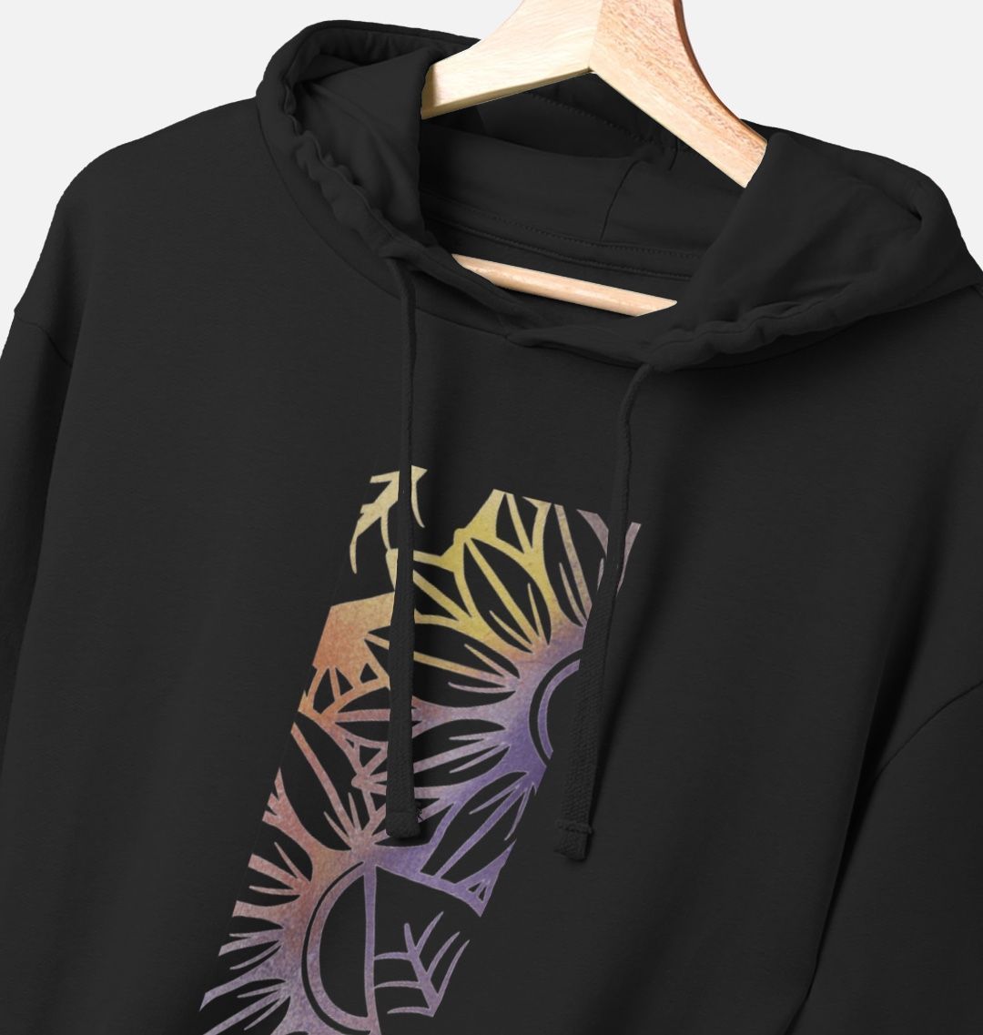 Unisex spray painted sunflower hoodie.