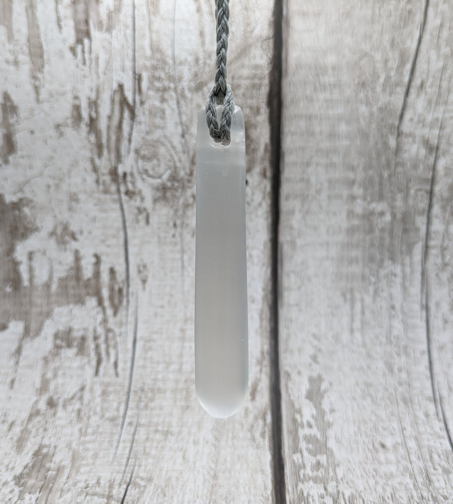 Selenite satin spar roimata tear drop pendant