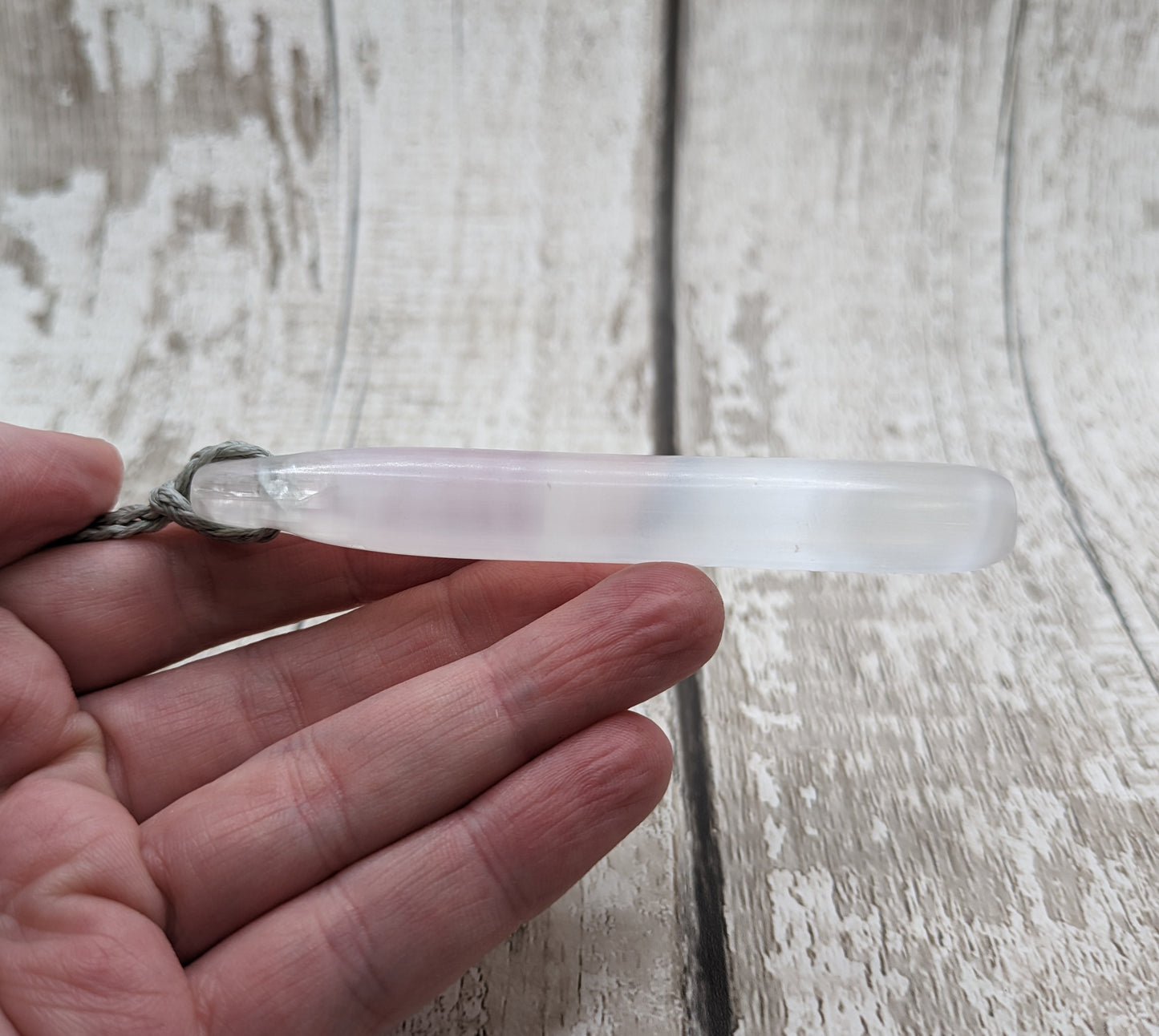 Selenite satin spar roimata tear drop pendant