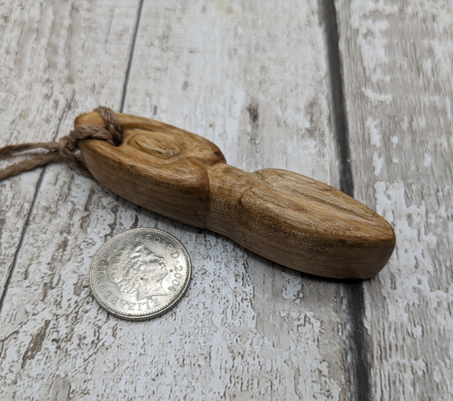 Maple wood carved goddess pendant