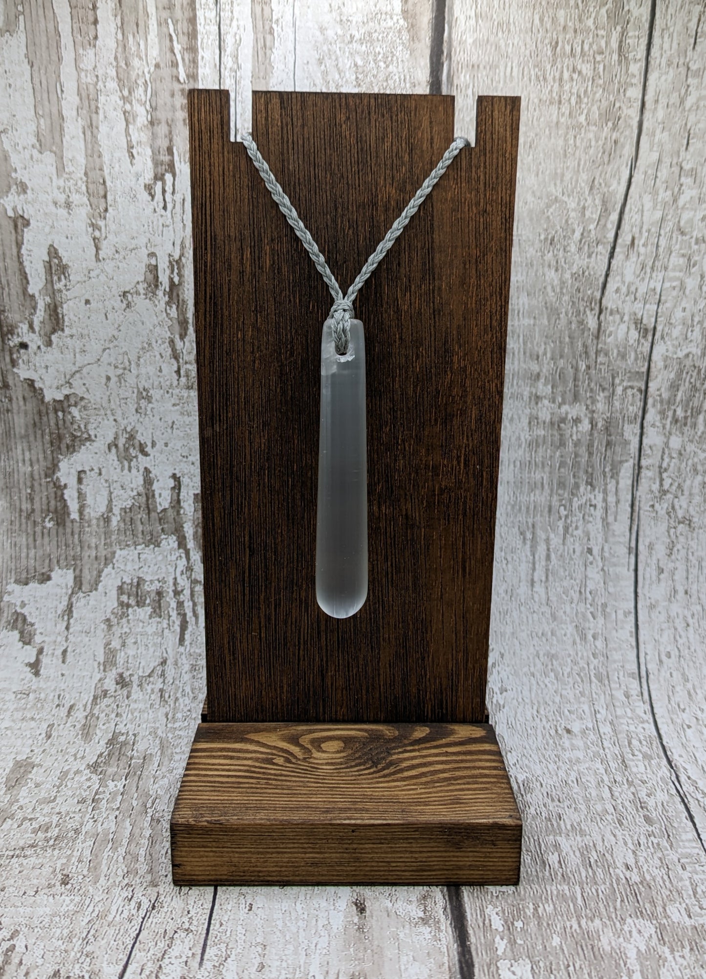 Selenite satin spar roimata tear drop pendant