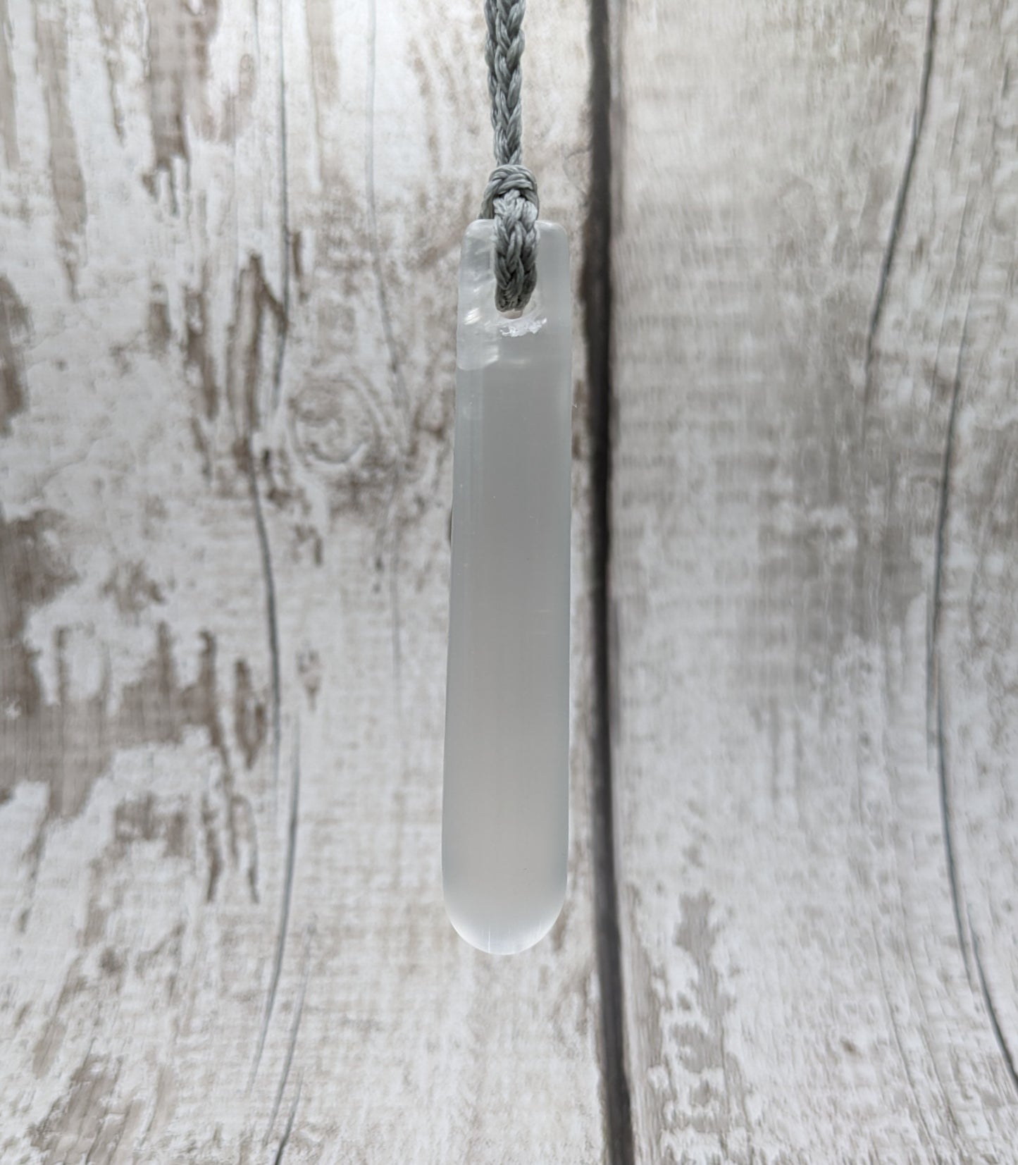 Selenite satin spar roimata tear drop pendant