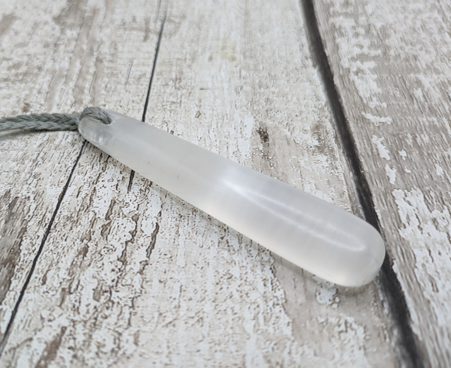 Selenite satin spar roimata tear drop pendant