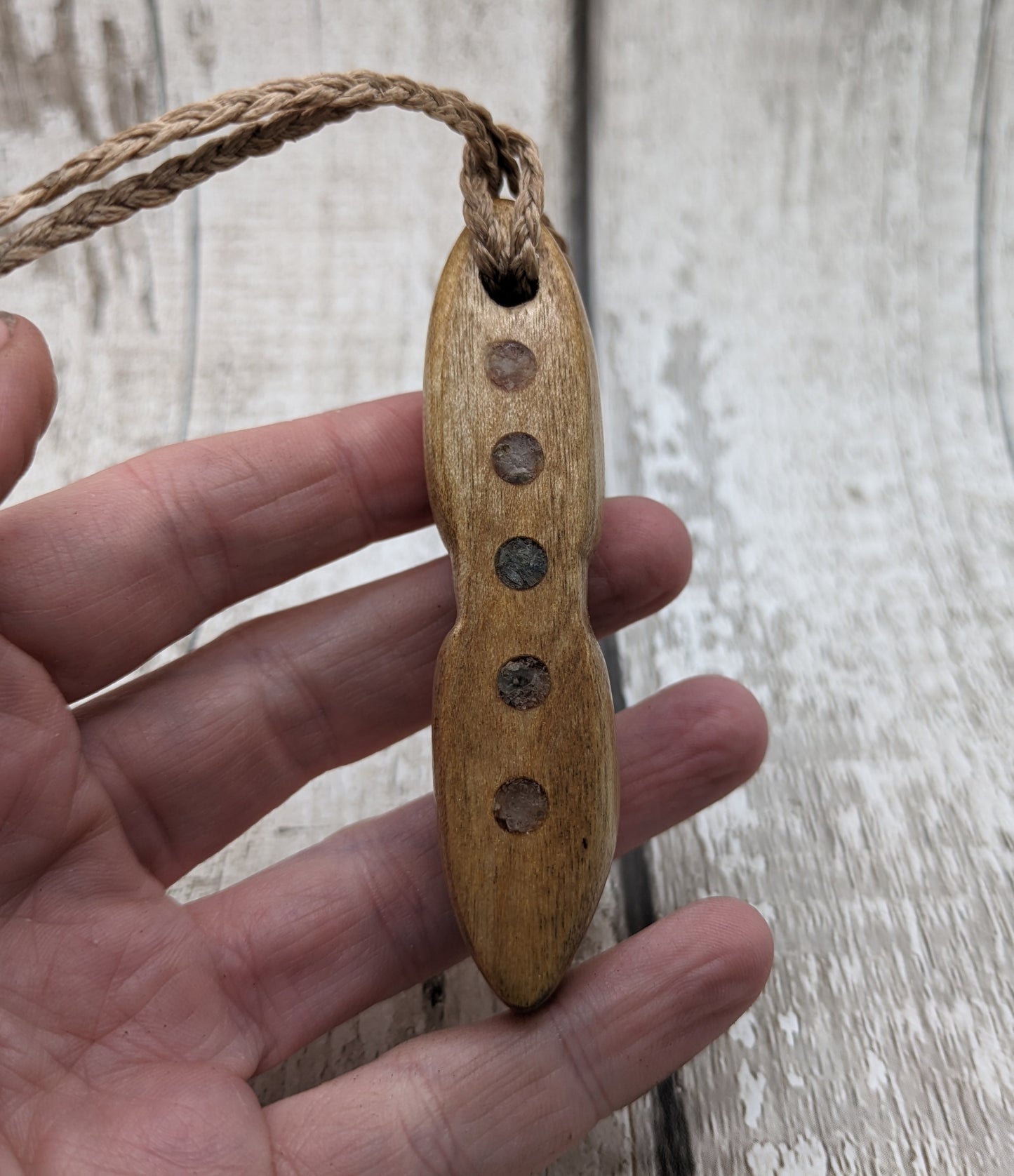 Maple wood carved goddess pendant