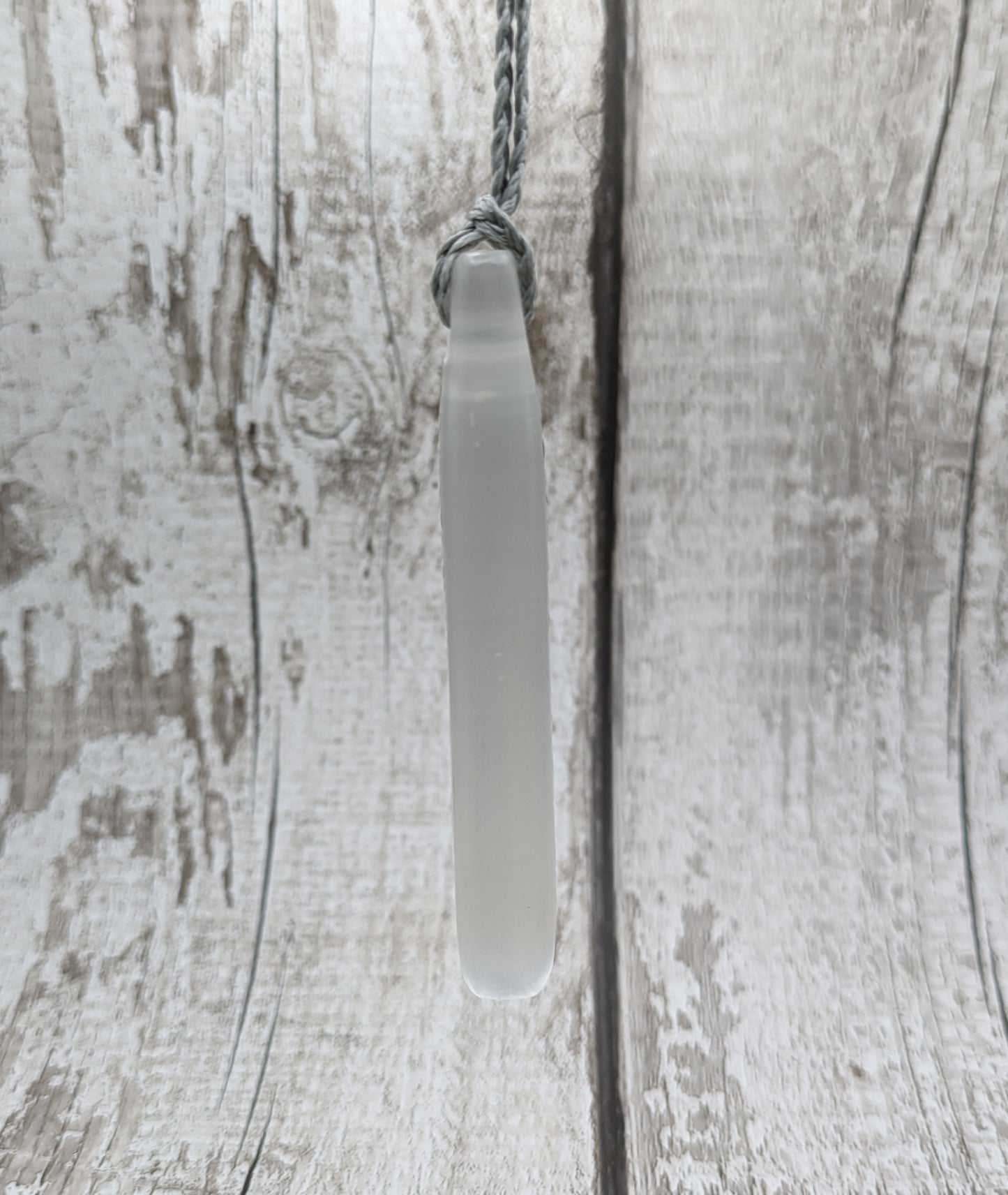 Selenite satin spar roimata tear drop pendant