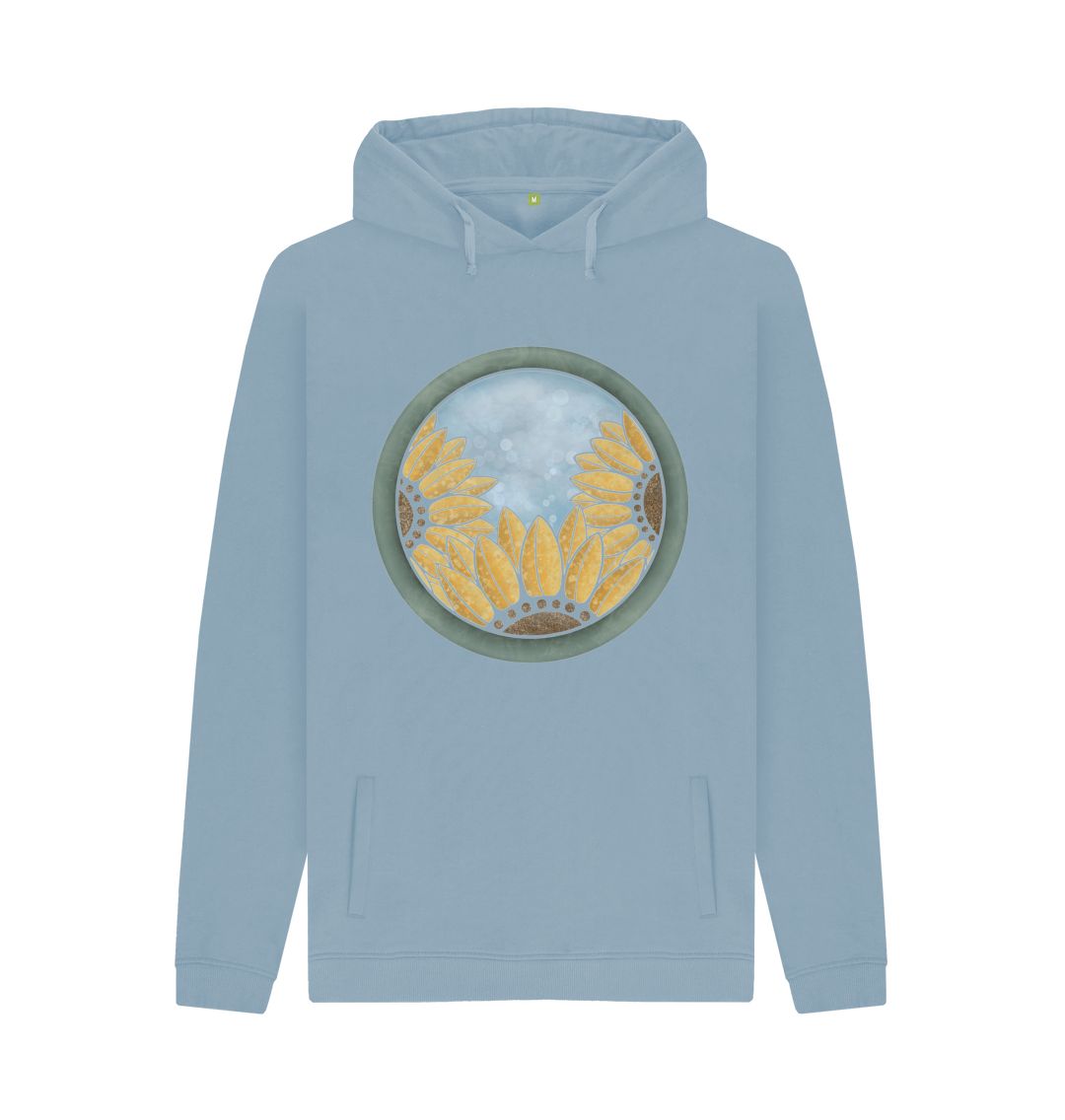Stone Blue Unisex Triple sunflower hoodie.