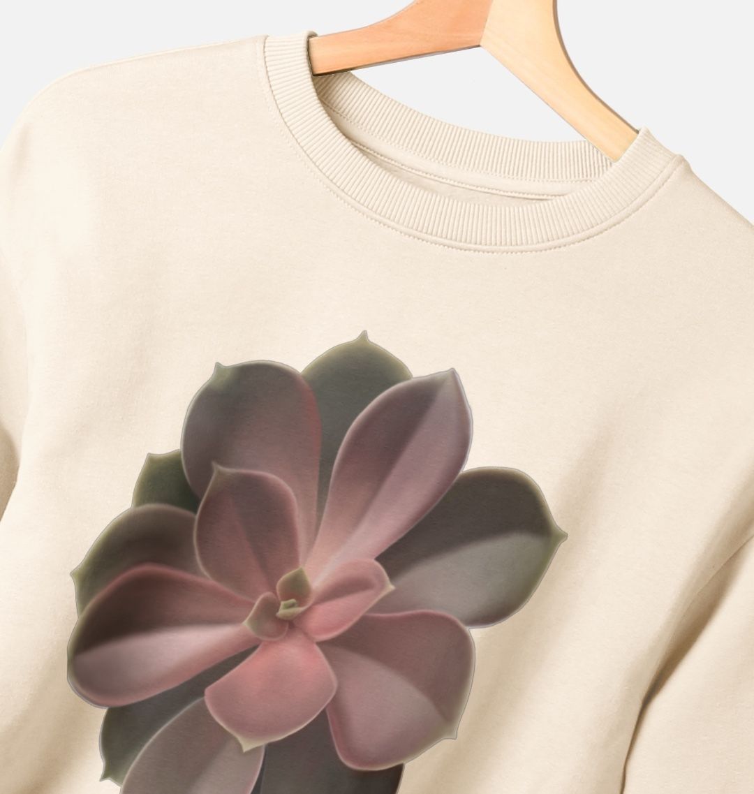 Red to green ombré succulent women’s oversized sweatshirt.
