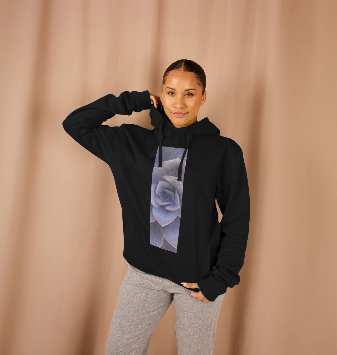 Unisex Purple ombré succulent banner hoodie.