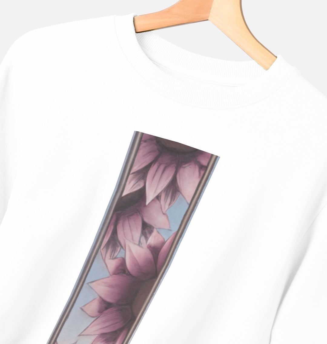 Unisex stripe of pink flowers sweatshirt.