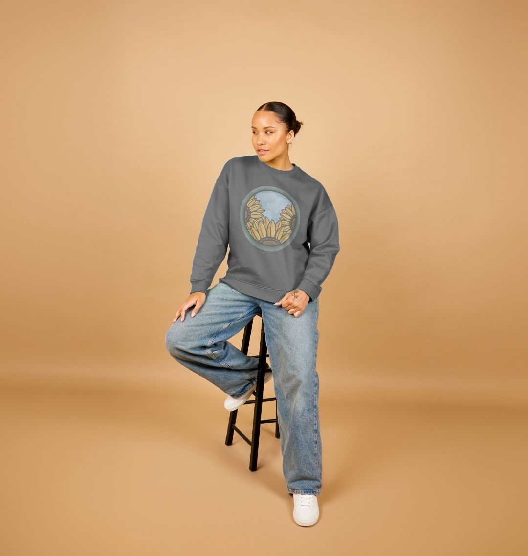 The triple sunflower oversized women’ sweatshirt.