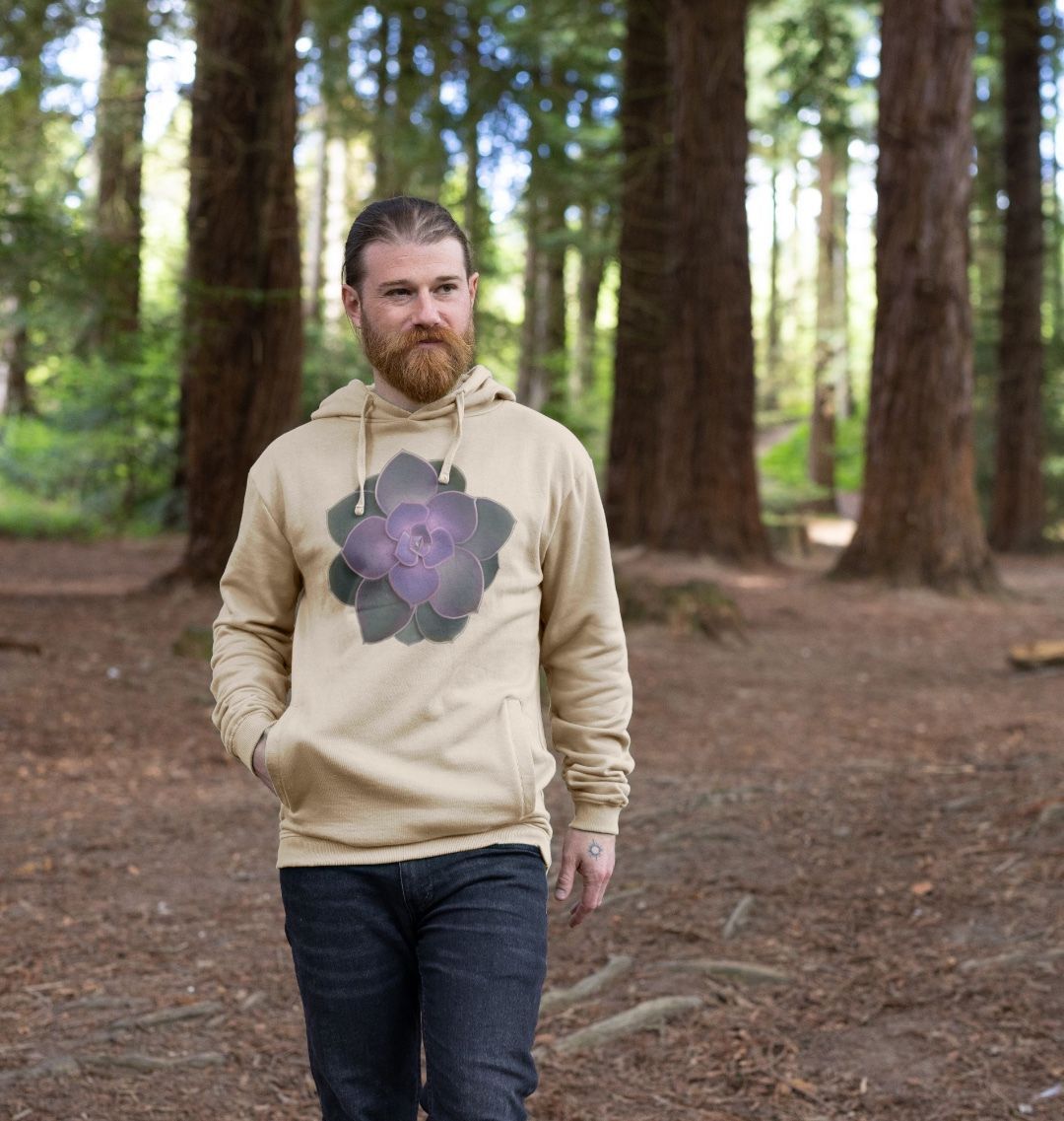 Unisex purple to green ombré succulent hoodie.