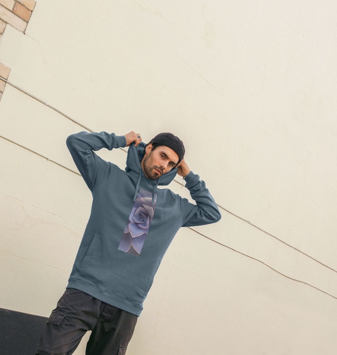 Unisex Purple ombré succulent banner hoodie.