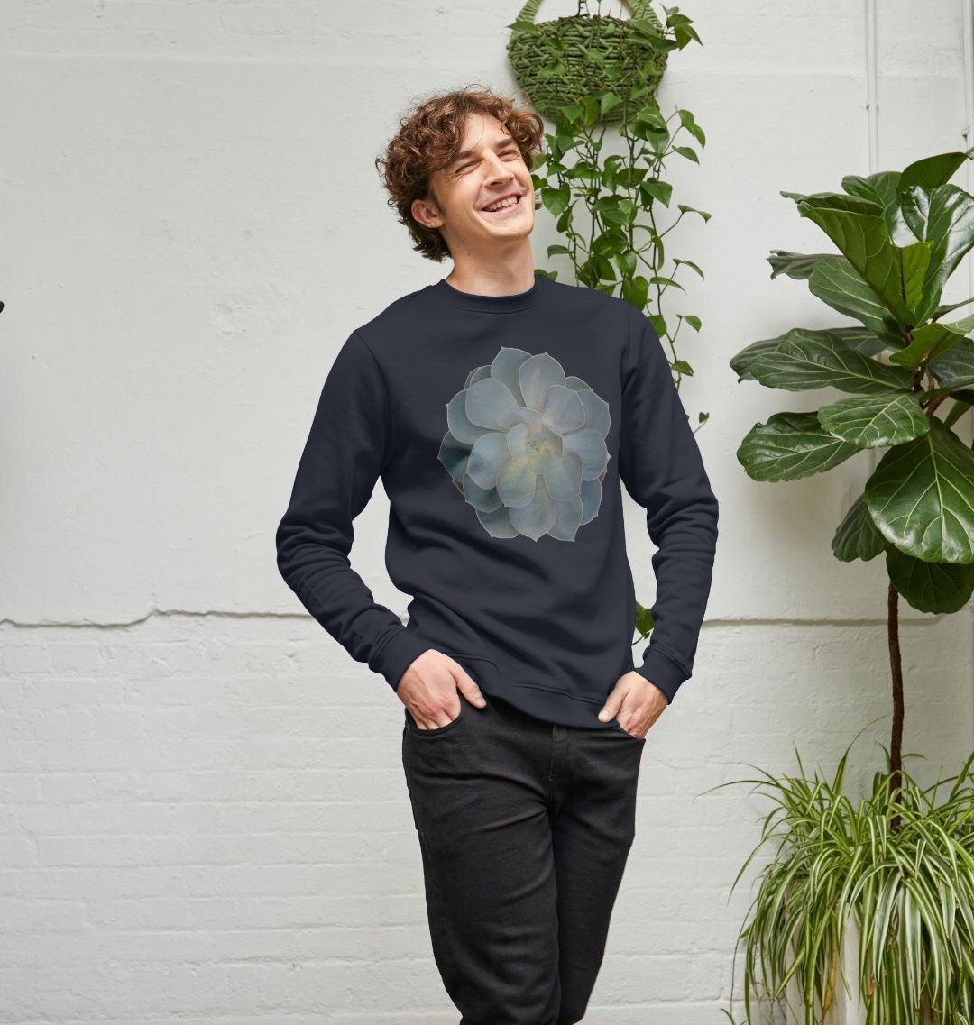 Mens green ombré succulent sweatshirt.