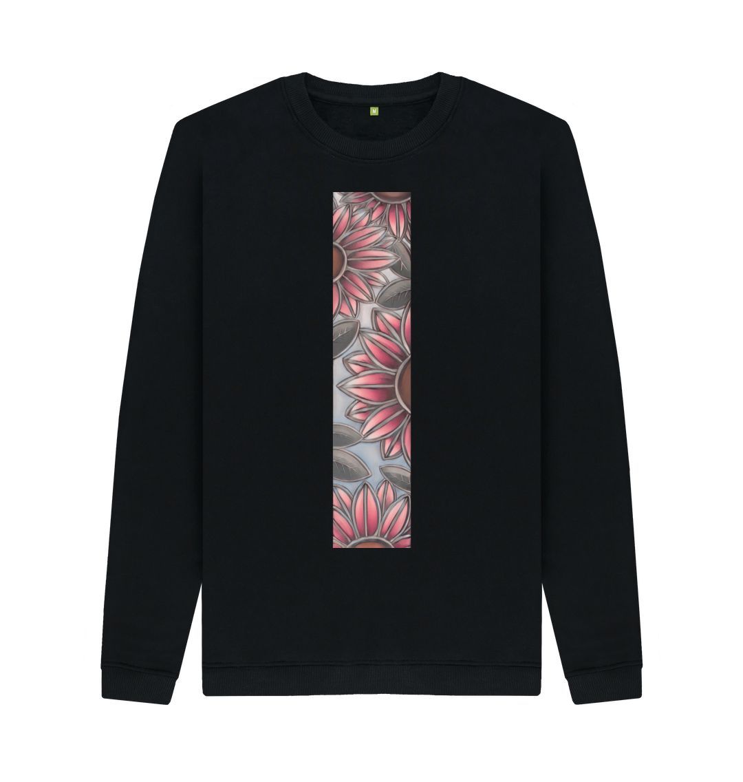 Black Unisex stained glass sunflowers sweatshirt.