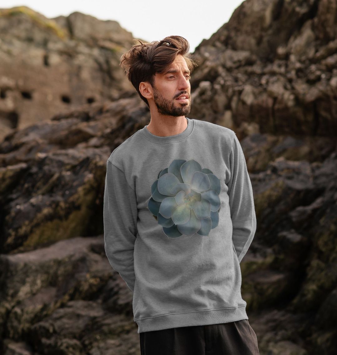 Mens green ombré succulent sweatshirt.