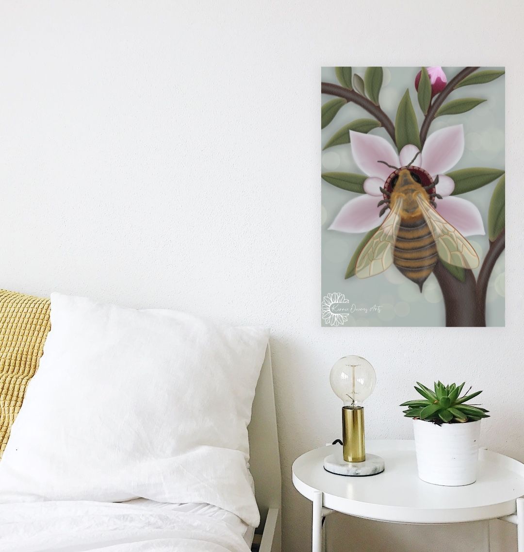 Honey bee on manuka flower print.