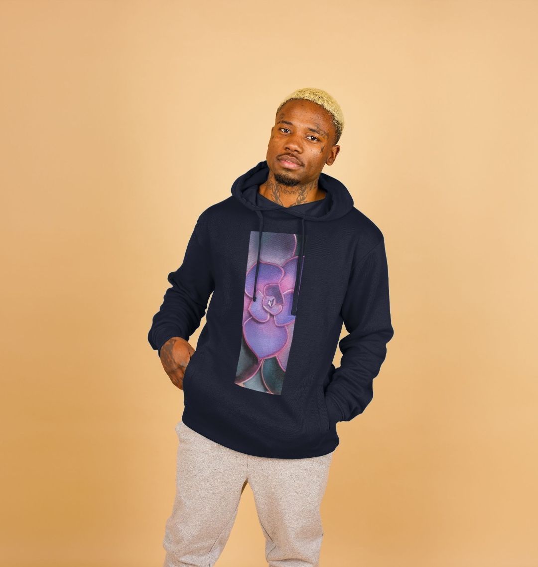Pink to purple ombré succulent unisex hoodie.