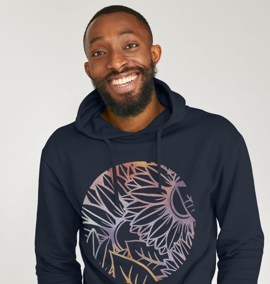 Circle spray painted sunflowers unisex hoodie.