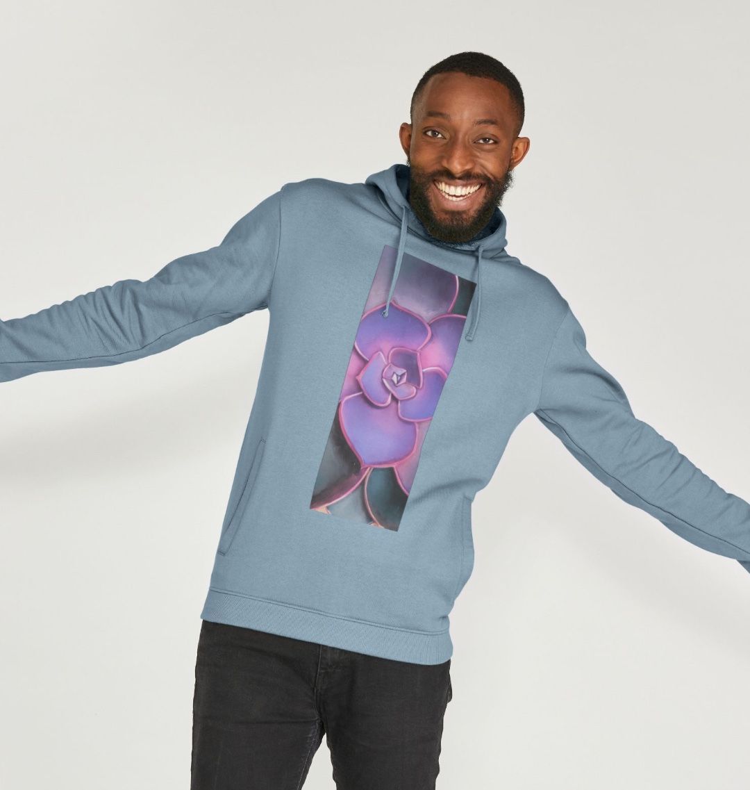 Pink to purple ombré succulent unisex hoodie.
