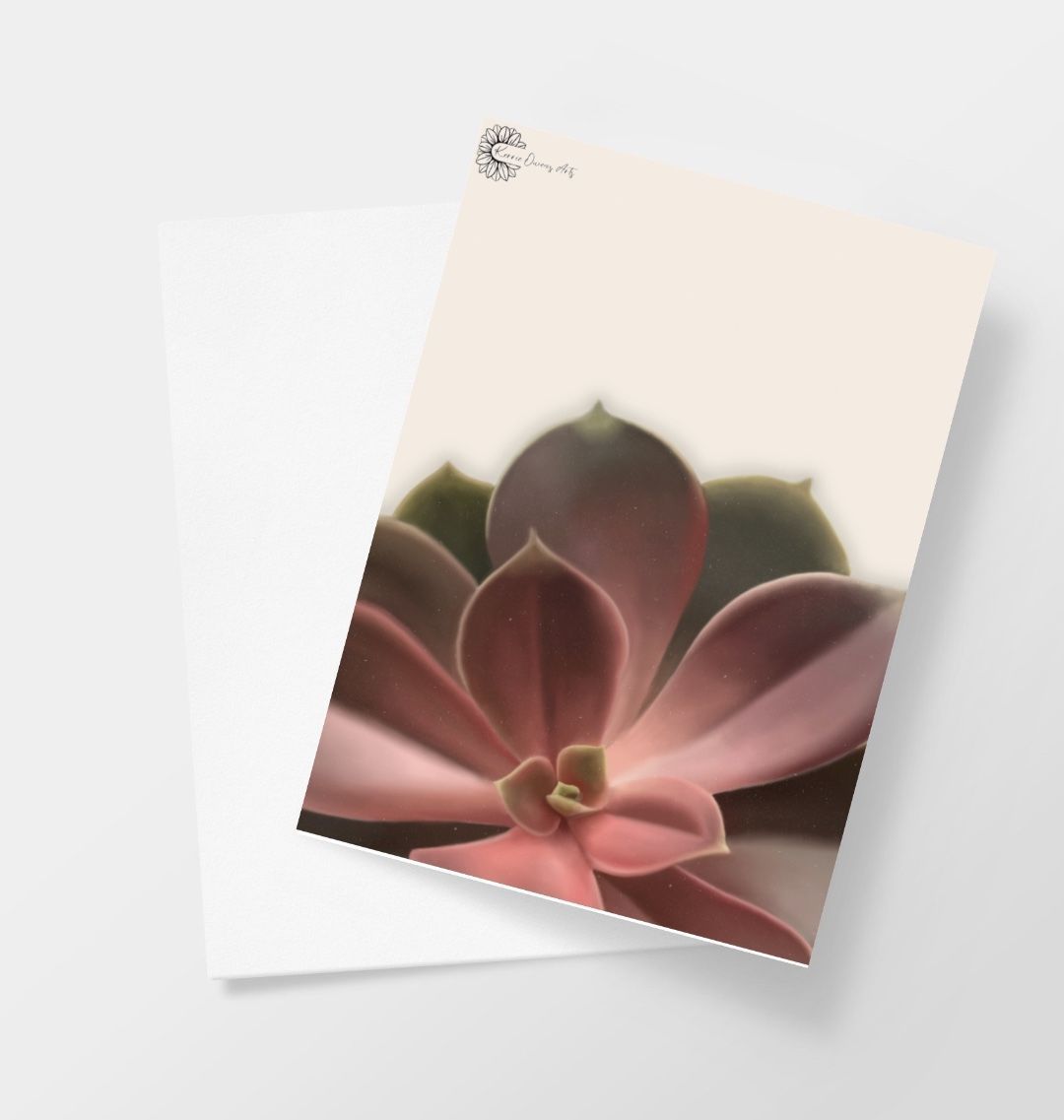 Half red ombré succulents greetings card.