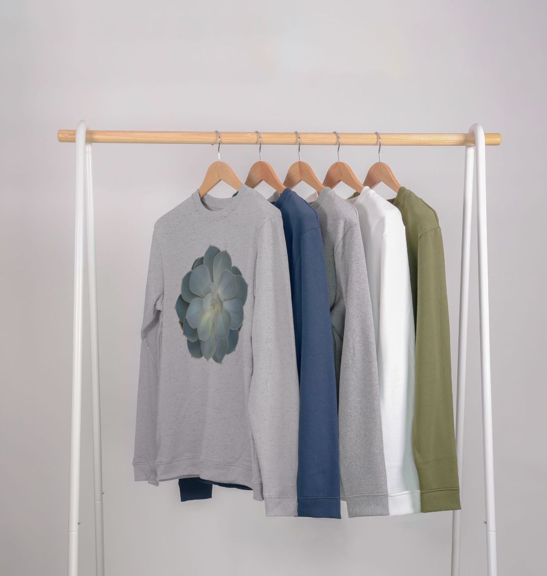 Mens green ombré succulent sweatshirt.