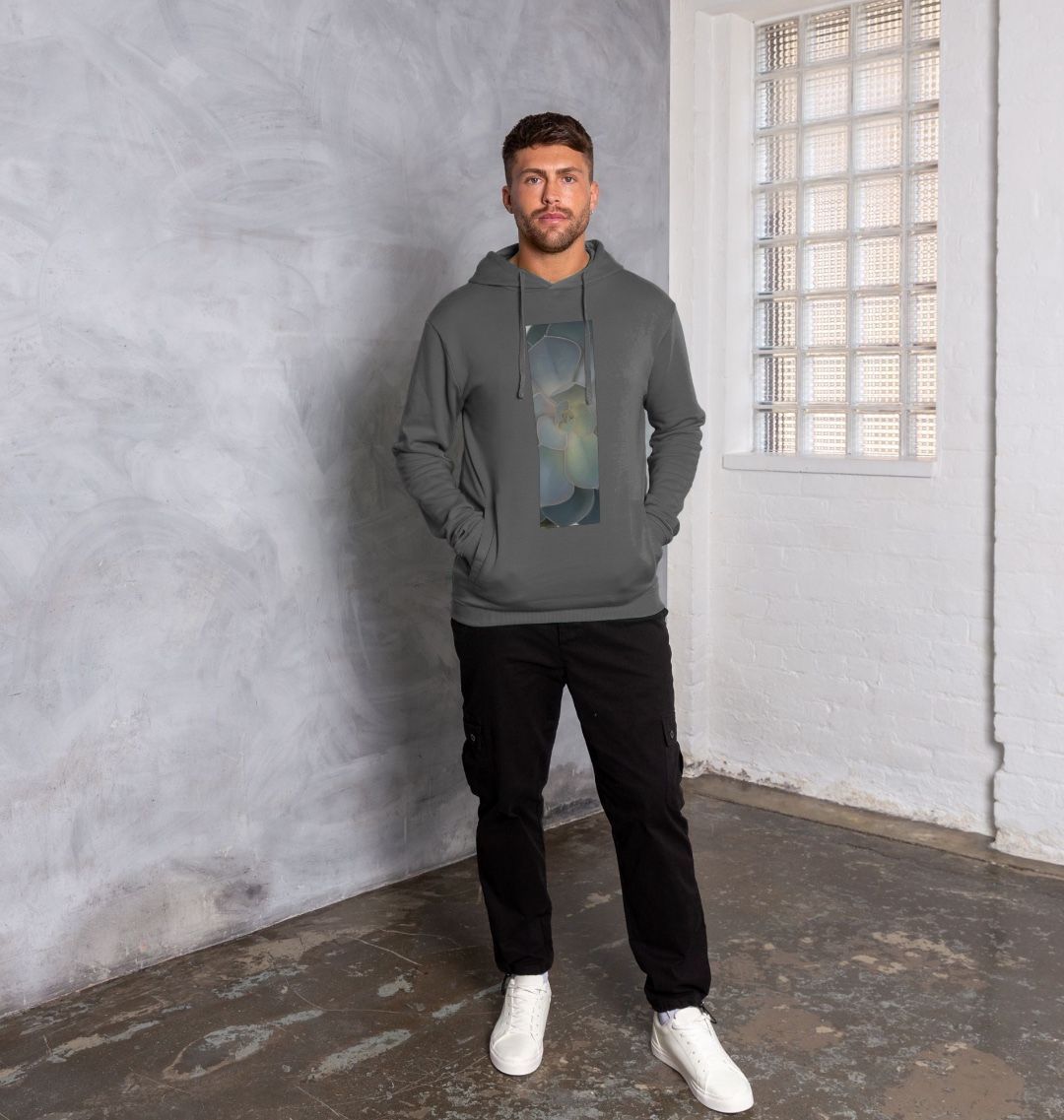 Unisex green ombré succulent banner hoodie.