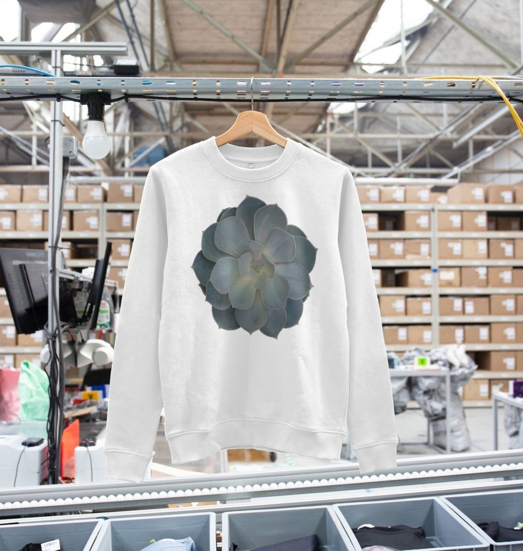 Green ombré succulent women’s sweatshirt.