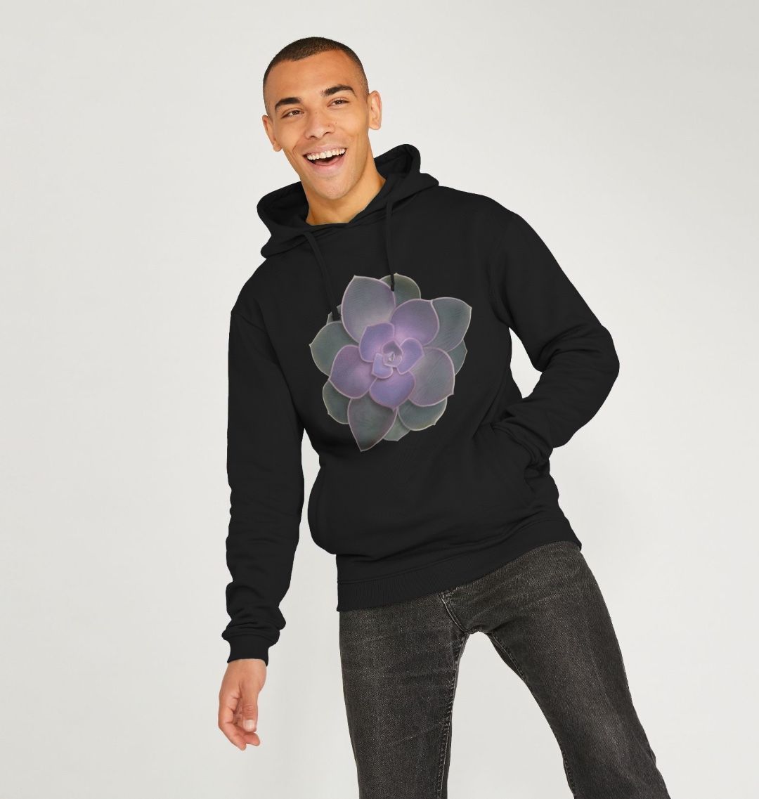 Unisex purple to green ombré succulent hoodie.