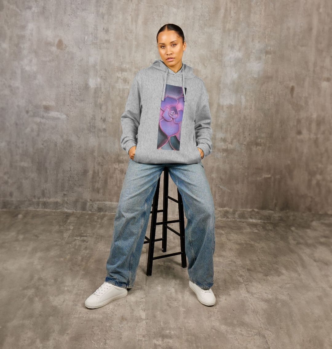 Pink to purple ombré succulent unisex hoodie.