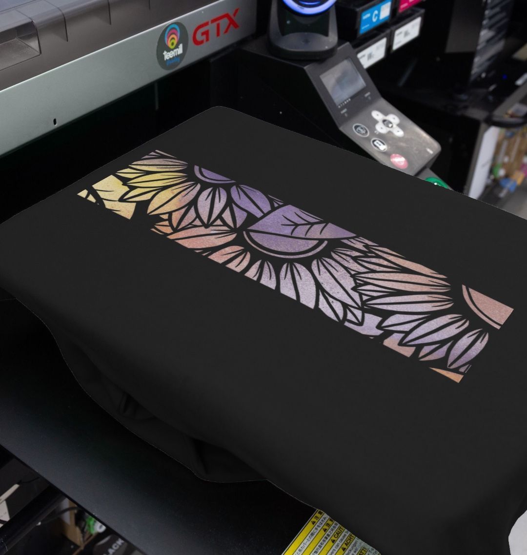 Women’s rainbow spray painted sunflower sweatshirt.