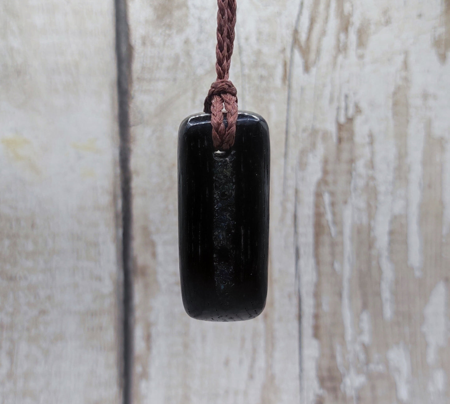 Bog oak, welo opal and moldavite toki styled pendant.