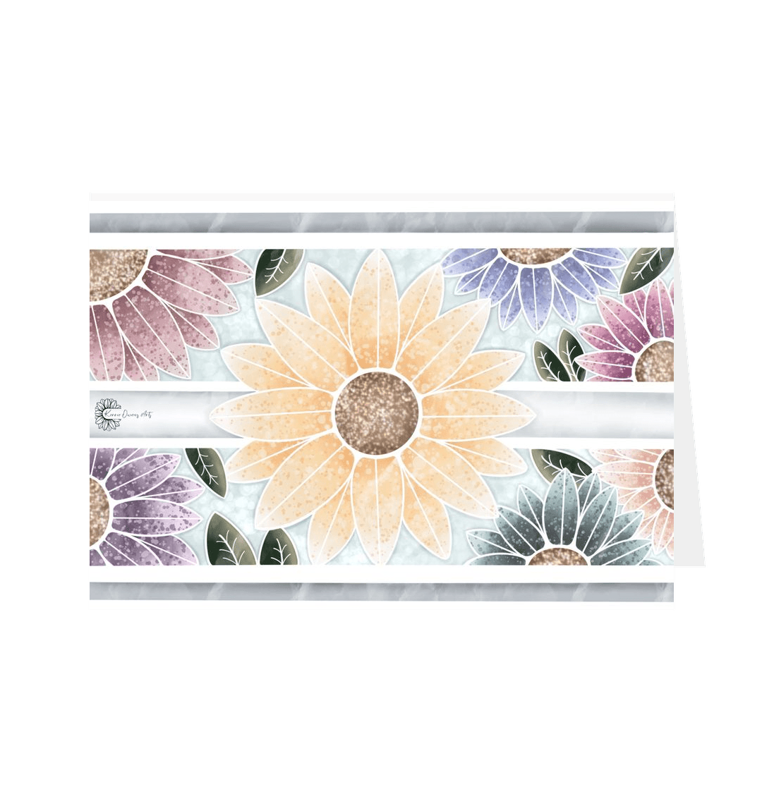 White Sunflower panel greetings card.