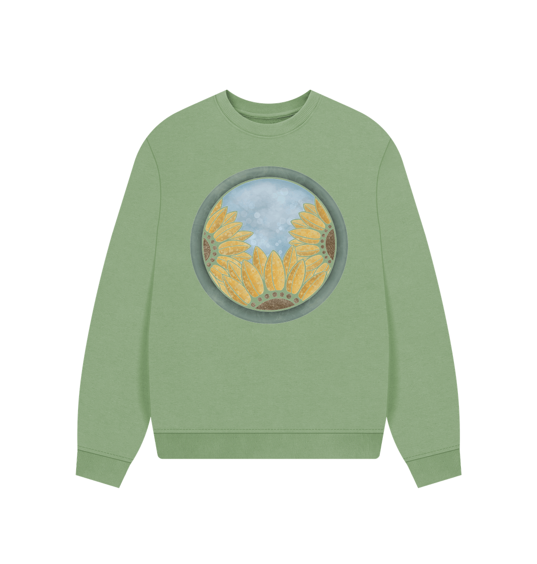 Sage The triple sunflower oversized women\u2019 sweatshirt.