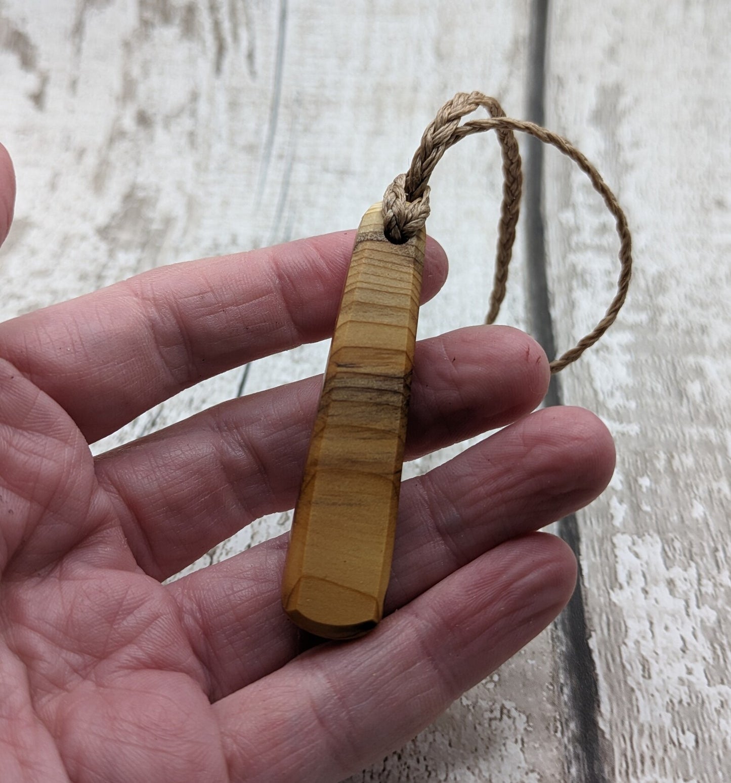 Yew wood roimata teardrop pendant