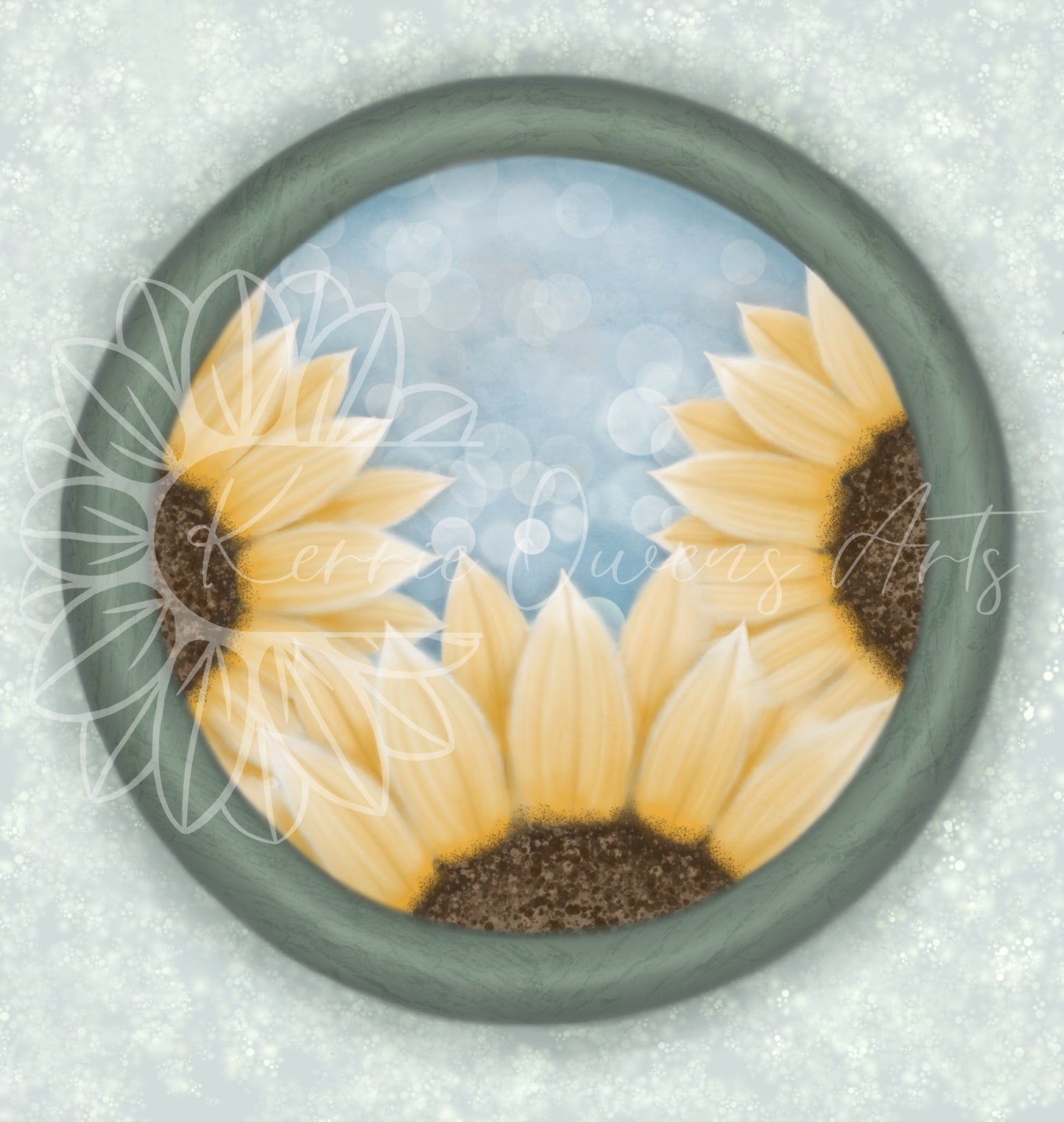 The three sunflowers digital download art work invitation print.