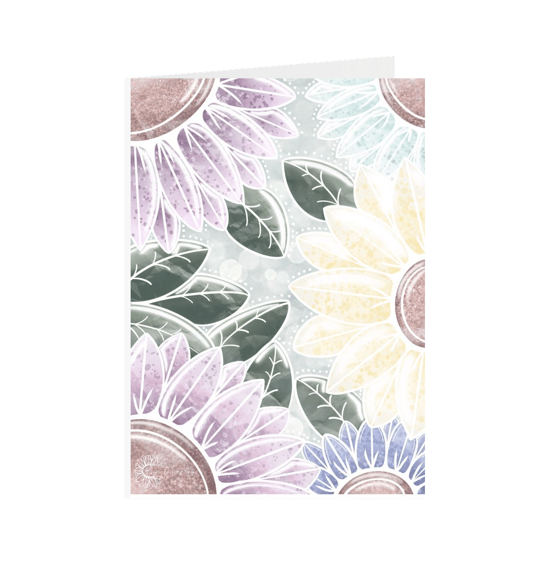 White I\u2019m the floral garden greetings card.