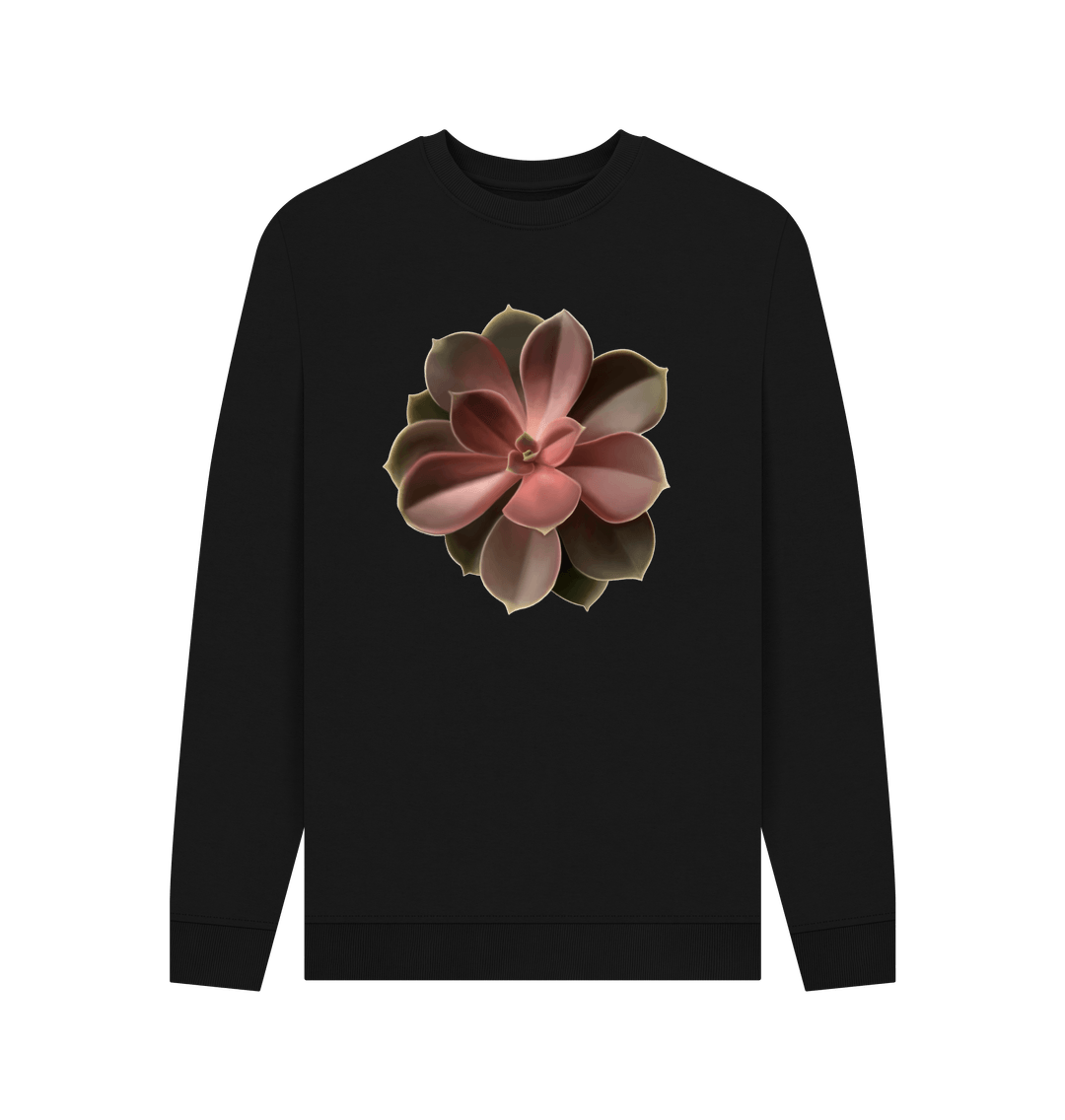 Black Men\u2019s Red to green ombre succulent sweatshirt.