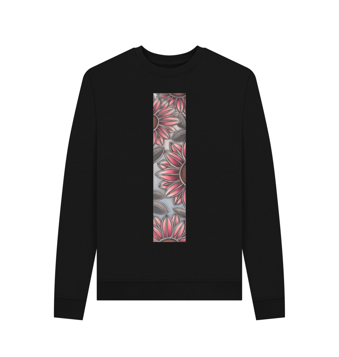 Black Stain glass sunflowers women\u2019s sweatshirt.