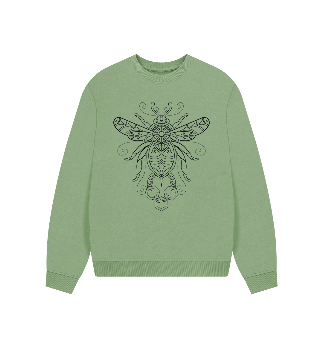 Sage Bumblebee outline oversized women\u2019s sweatshirt.