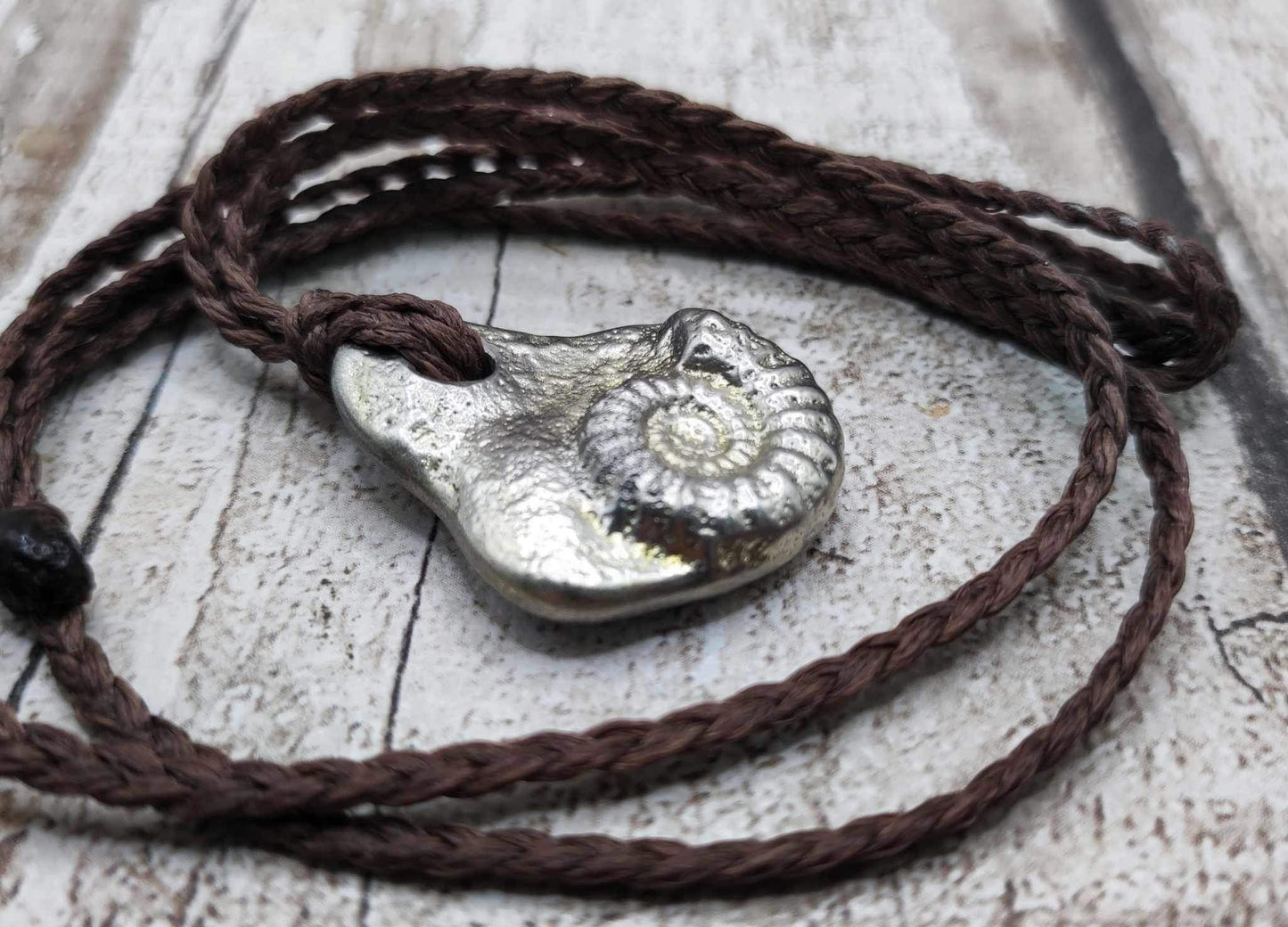 Ammonite pewter solid cast pendant.