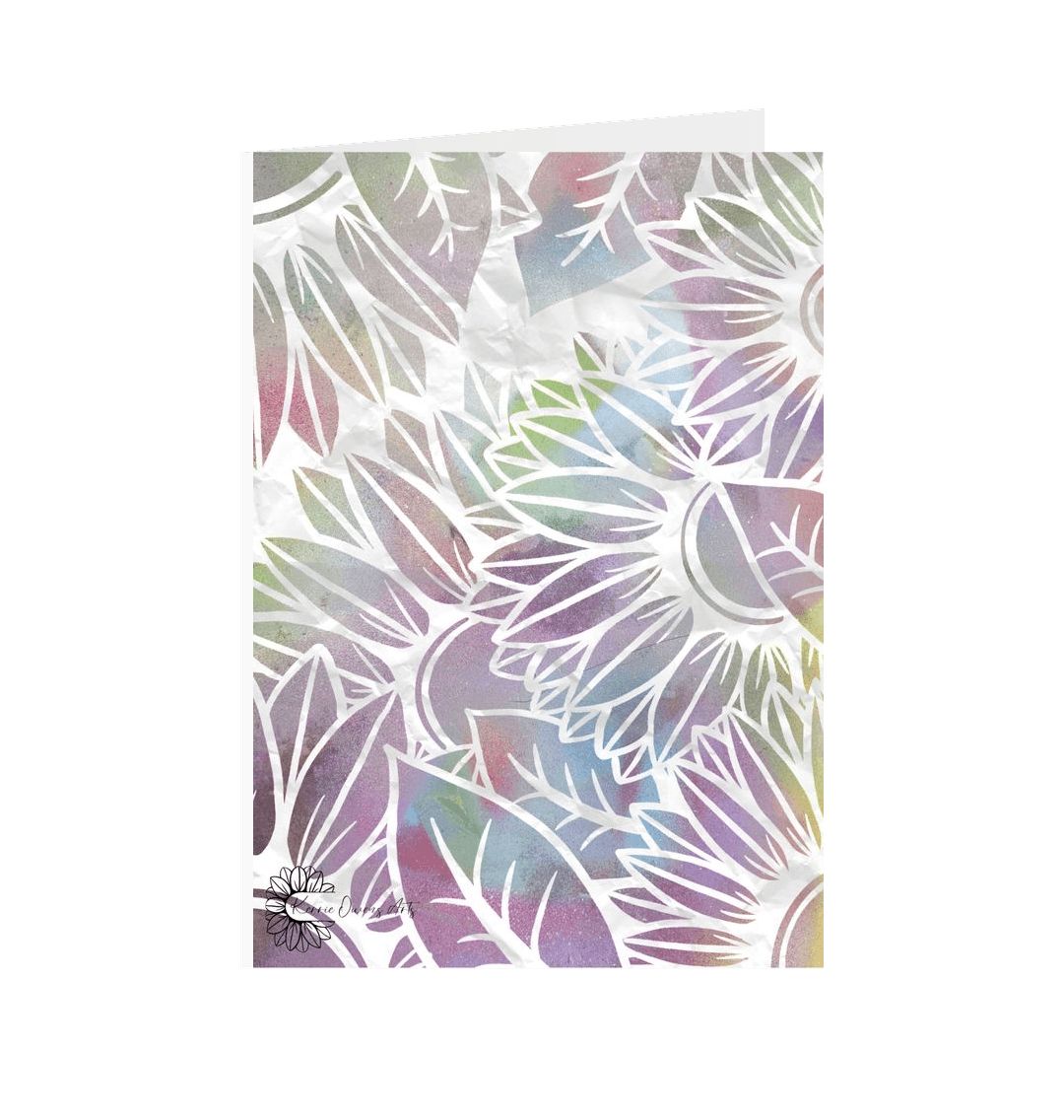 White Spray painted sunflowers greetings cards.